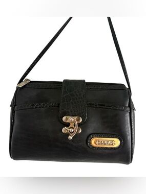 Vintage Pacific Connections Croc Black Leather Small Handbag
